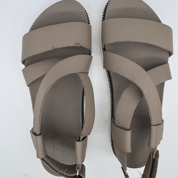 Sorel Womens Roaming Criss Cross Sandal Size 8.5 Khaki Brown Leather Minimalist - Picture 7 of 9